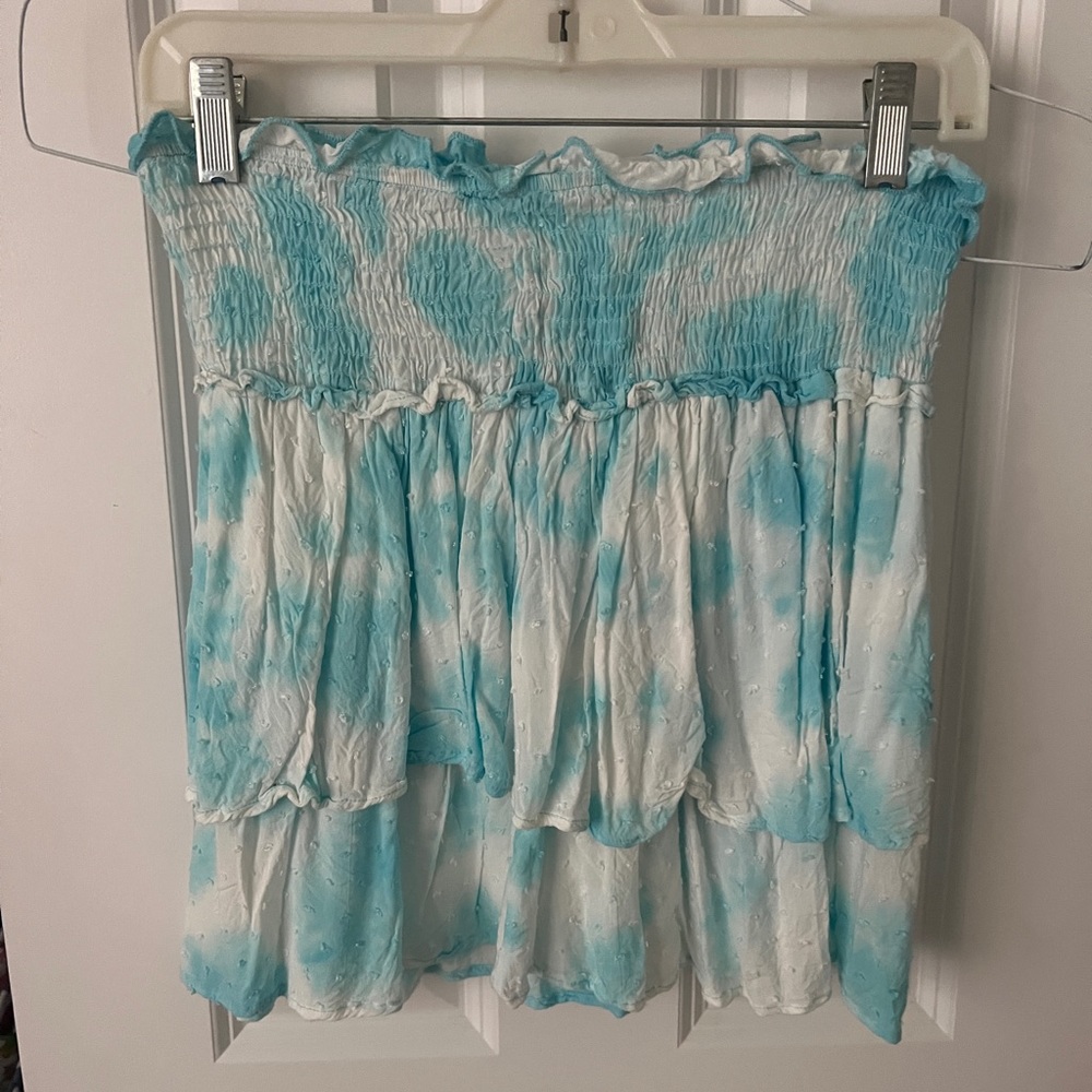 Mixology teal and white tie dye skirt